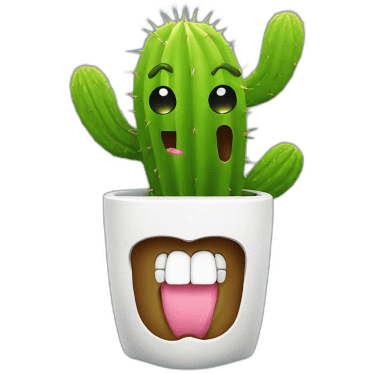 Cactus brushing teeth emoji