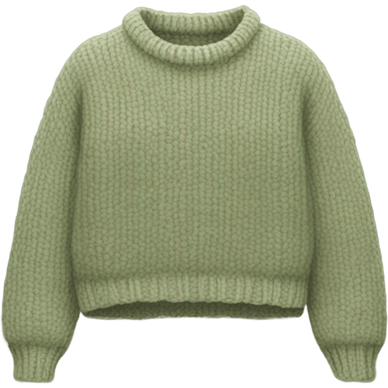 Sage and cream cropped oversize wool sweater, isolated emoji