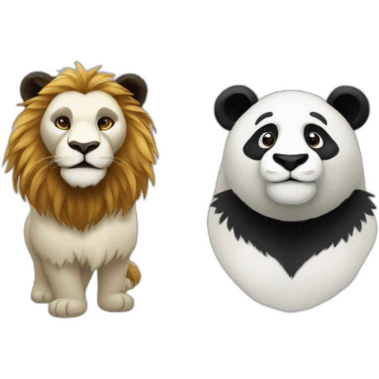 Panda and lion emoji