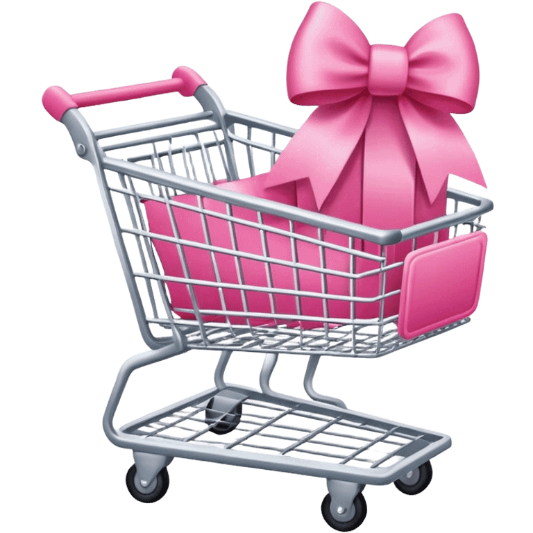 Shopping cart with pink bow  emoji