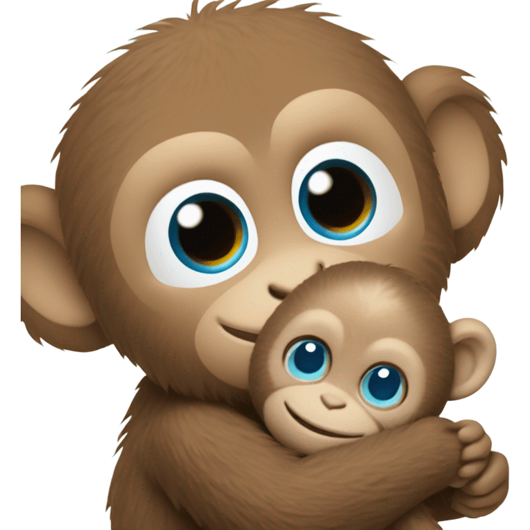 Light brown body, light blue eyes, baby monkey, jellycat stuffed animal emoji