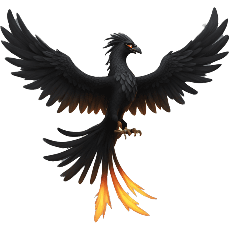 A majestic black phoenix, its wings spread wide emoji