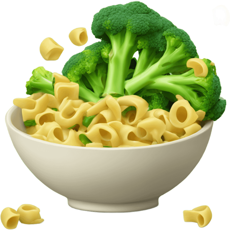 dish with macaroni and pieces of broccoli emoji