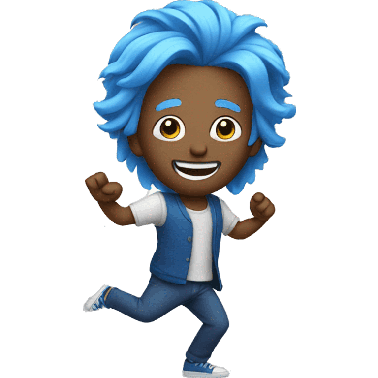 Man in blue hair dancing emoji