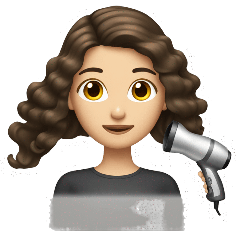 Brunette girl blow drying hair emoji