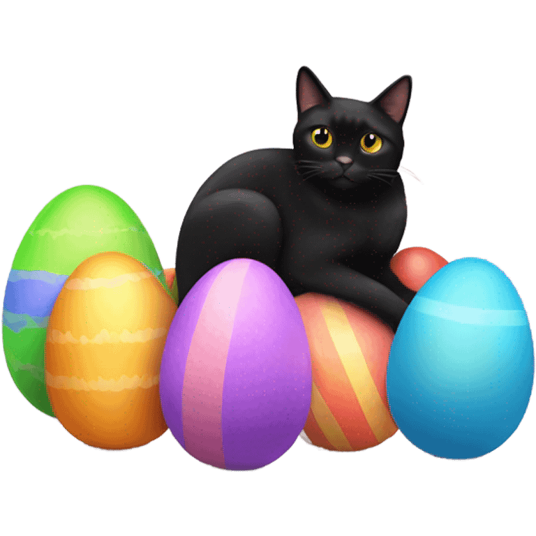 Black cat with eggs emoji