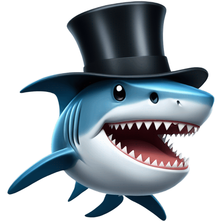 Shark with a top hat emoji