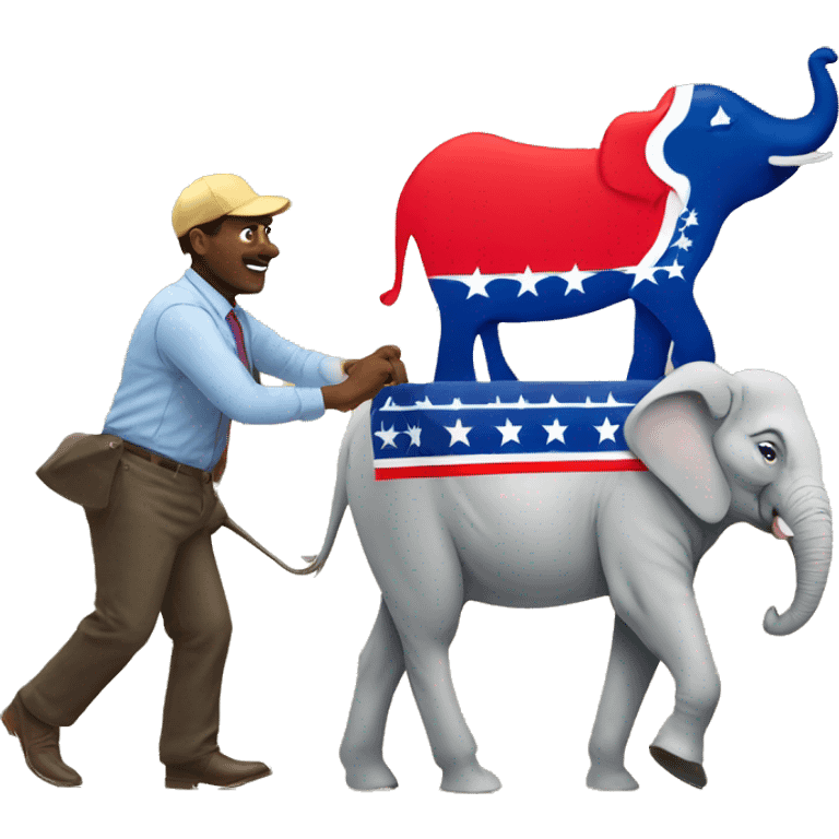 Voter getting off of mule then Voting for the elephant candidate  emoji