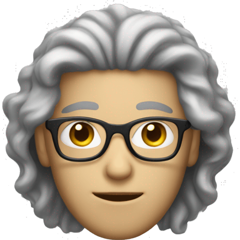 Wavy haired white guy with thin glasses emoji