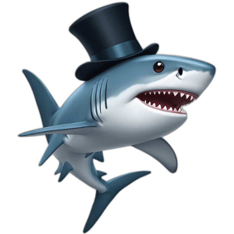 Shark with a top hat emoji