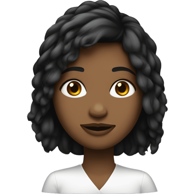 Mulher com franja curta e cabelo preto e liso emoji