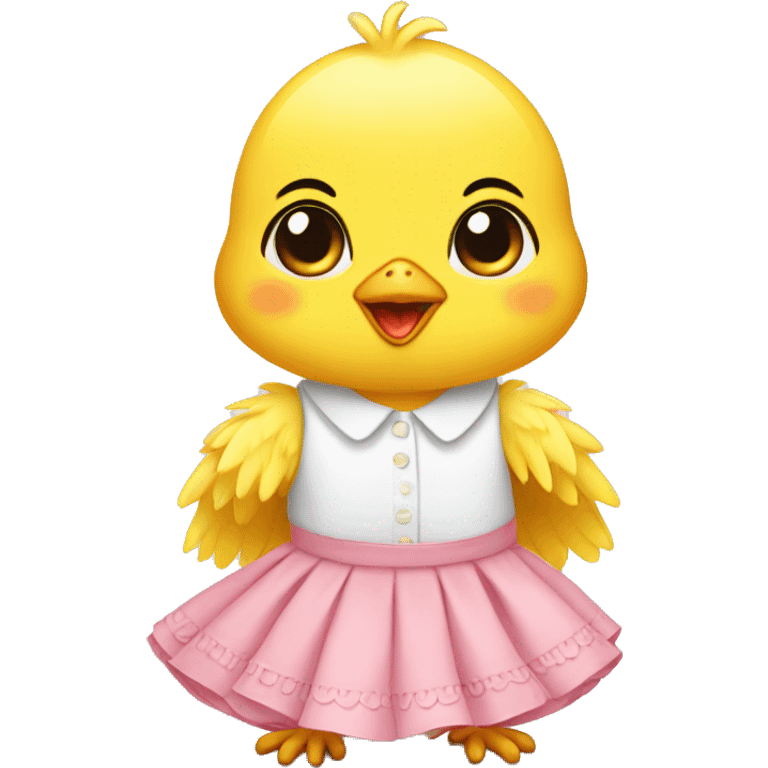 Baby chick with skirt emoji