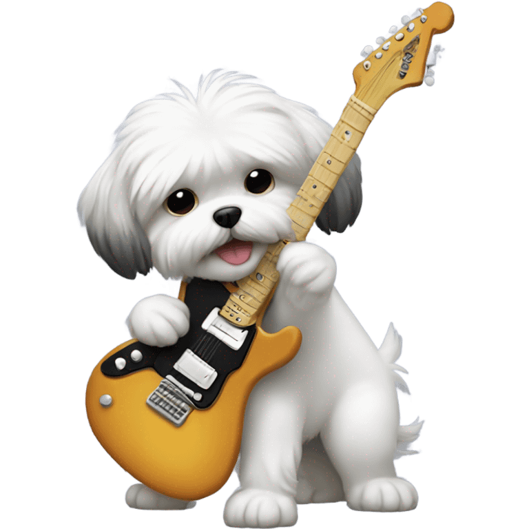 Shitzu dog playing electric guitar emoji