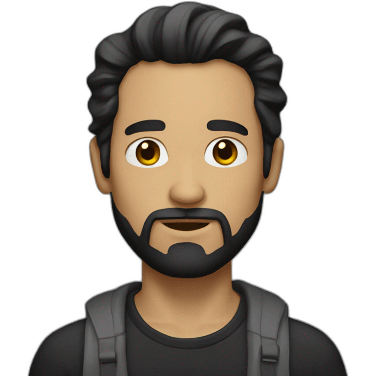 man with long dark hair and goatee beard emoji