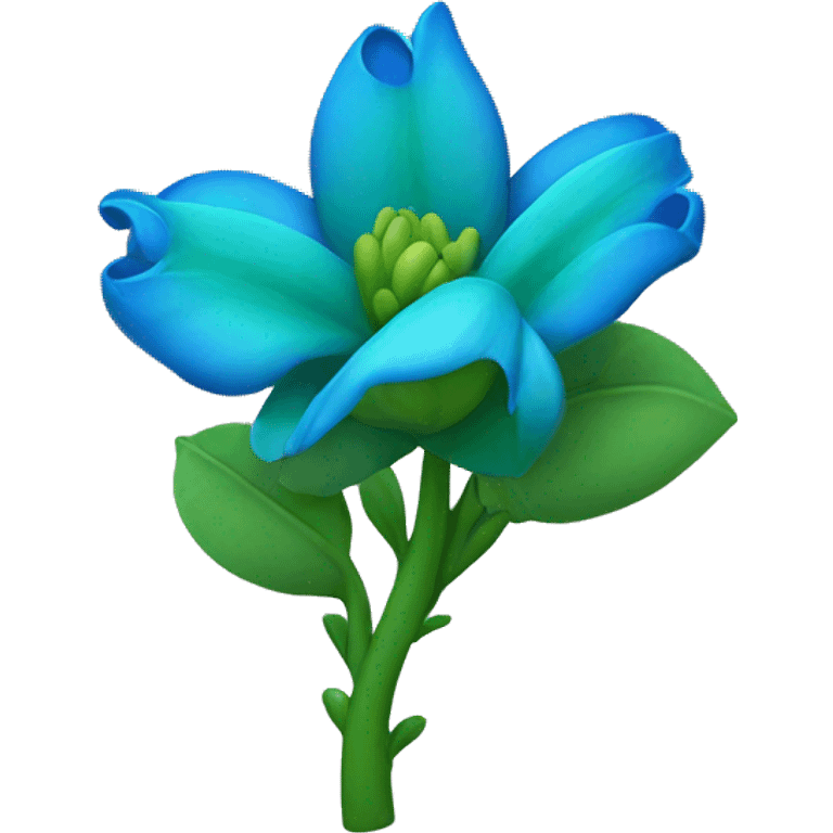 una flor azul con espinas y tallos verdes emoji