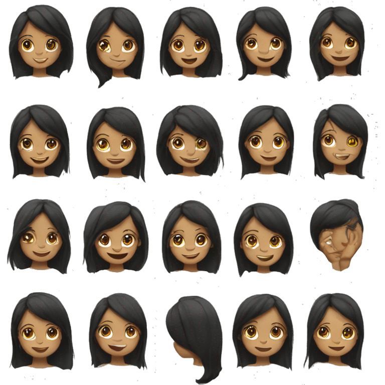 smiling girls with black hair emoji