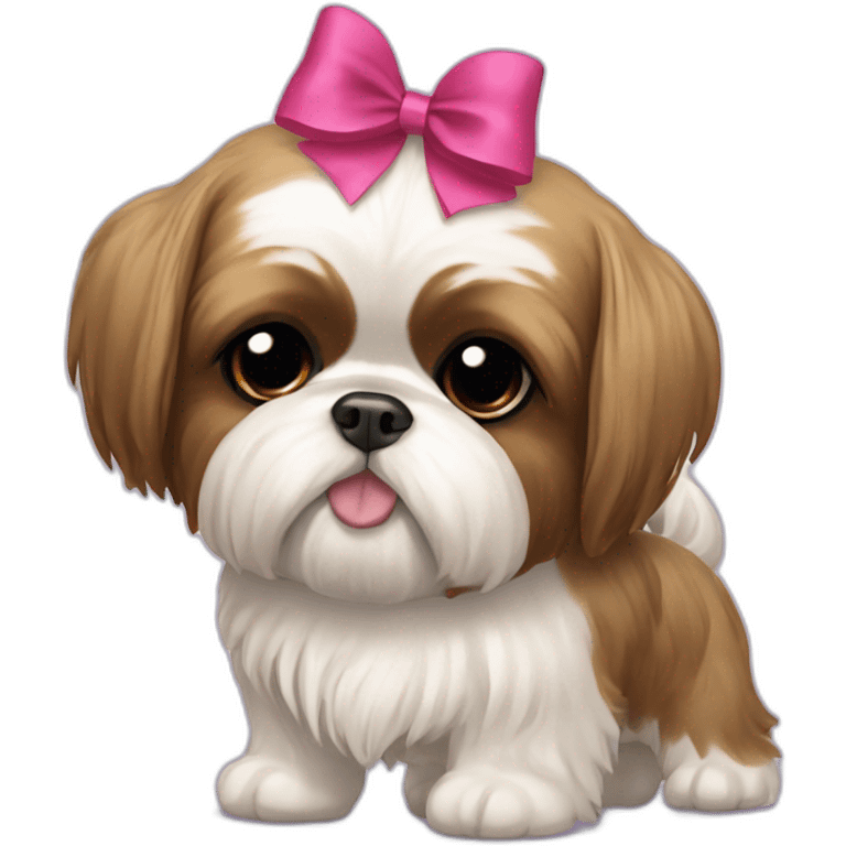 Dog Shih Tzu with a bow on head full-body emoji