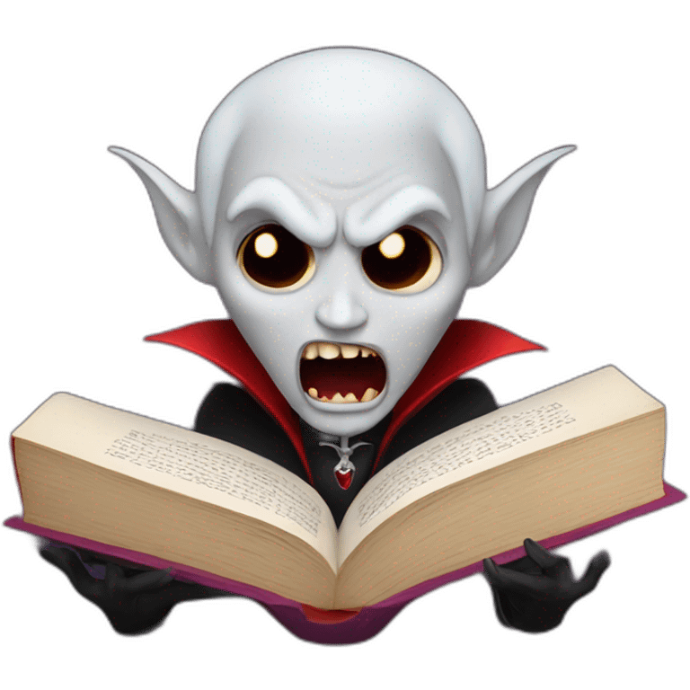 A vampire reading a book emoji