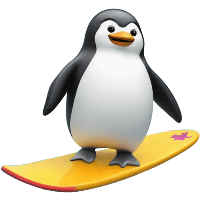 Penguin surfing emoji