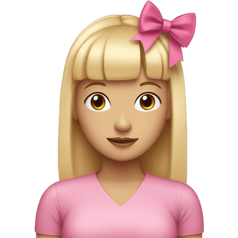 blonde girl with bangs and a pink bow in back of her head emoji