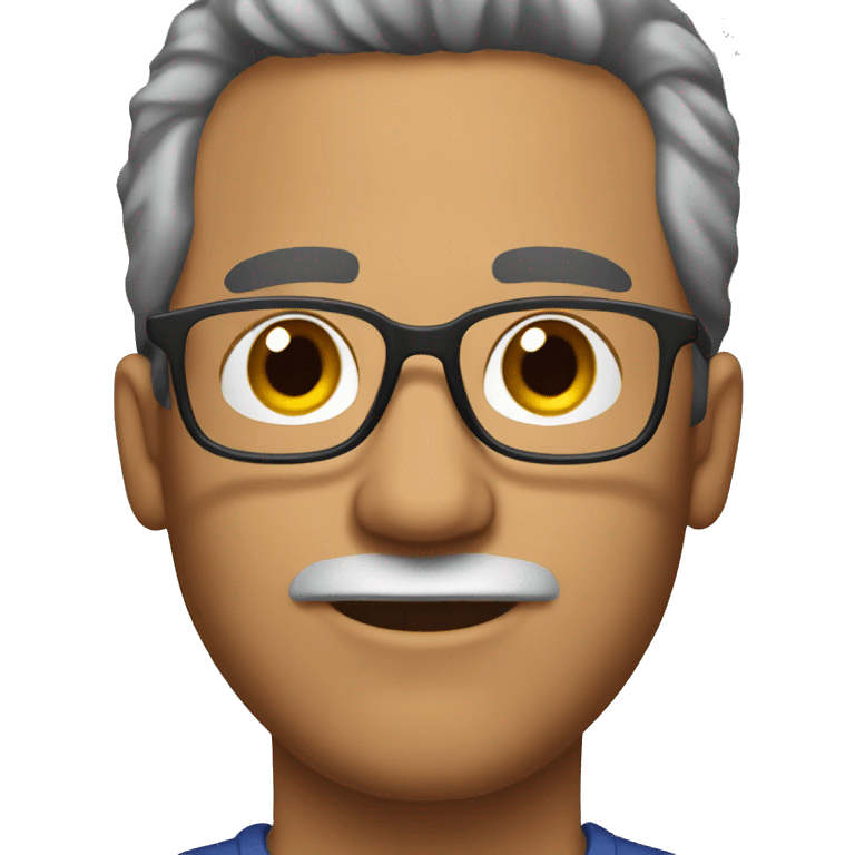 hispanic man with glasses and but chin, dark and gray hair dark brown eyes emoji