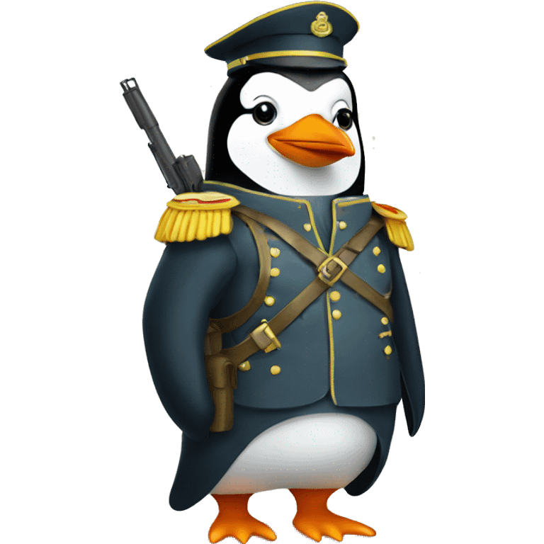 A penguin as a soldier emoji