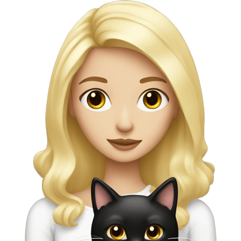 White pretty blonde girl with black cat emoji