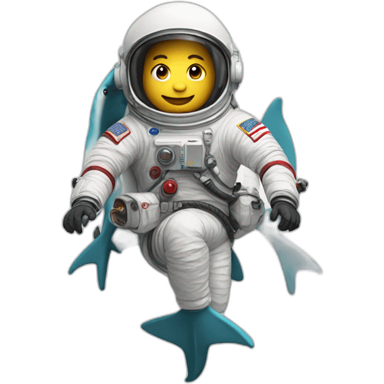 Astronaut with helmet closed riding a shark emoji