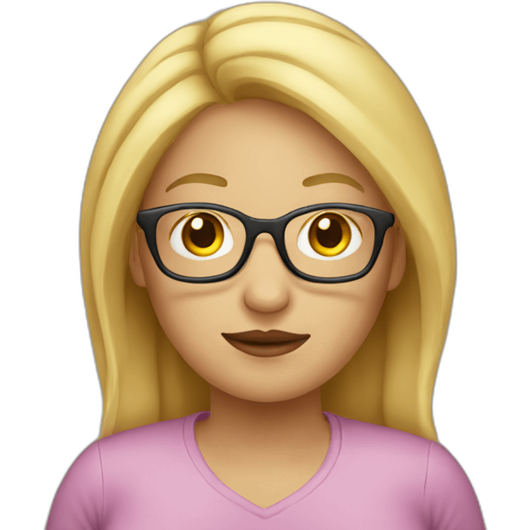 lady with blond hair and glasses fat emoji