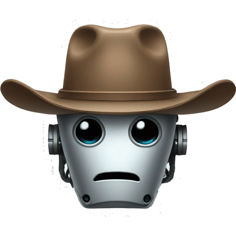 Sad robot with a cowboy hat emoji