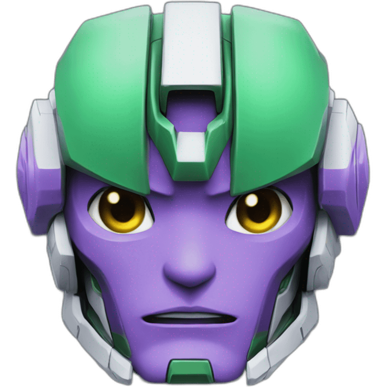 purple and green gundam mecha face emoji