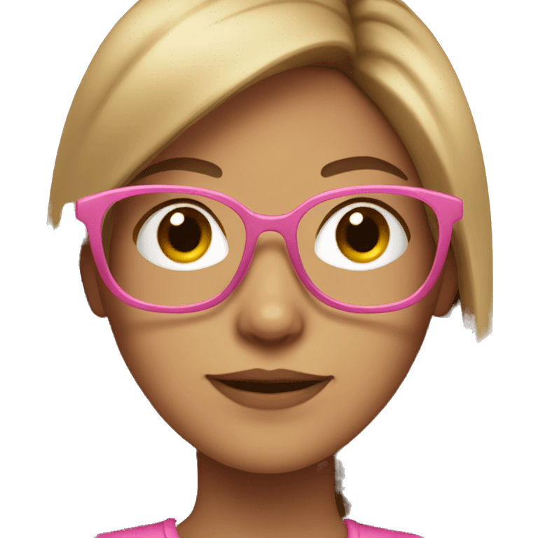 Girl with light brown hair and pink glasses emoji