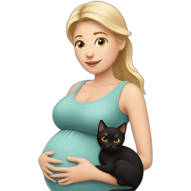 White pregnant women with Black cat emoji