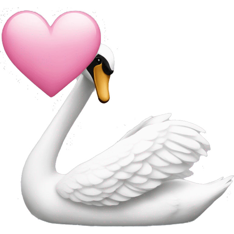 swan holding pink heart  emoji