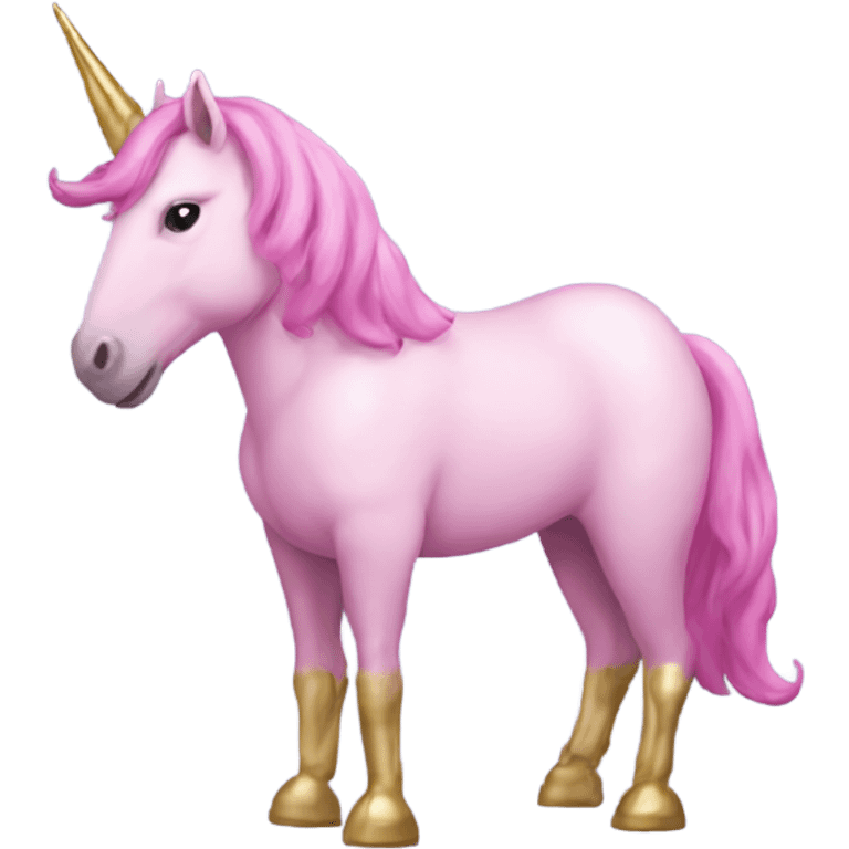 Pink unicorn with blue mane and gold horn emoji