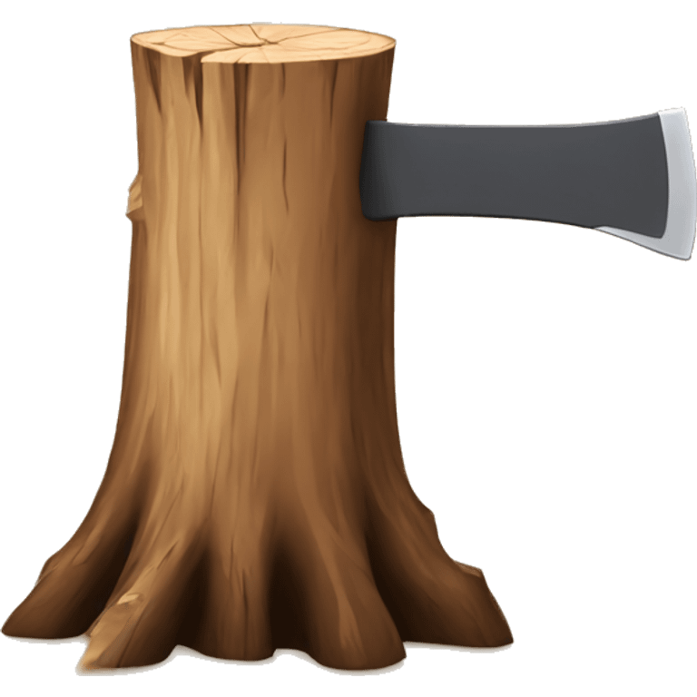 wood stump with axe cutting into it emoji