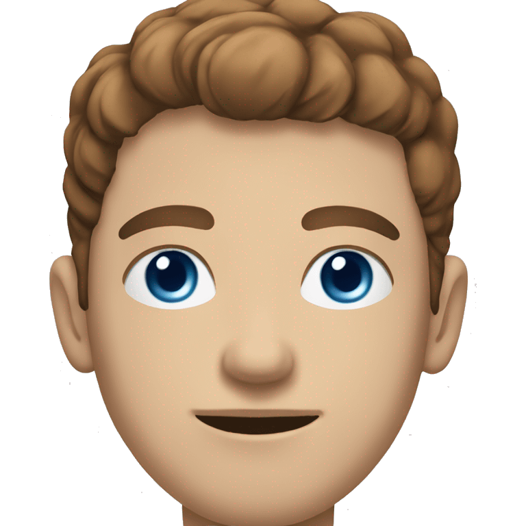 generate the portrait of a white young man, with a squared-shape face, saillant jaws, blue eyes, and brown hair emoji