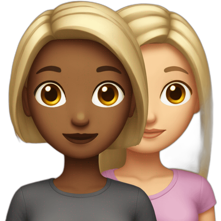 Two girls with short and long hair emoji