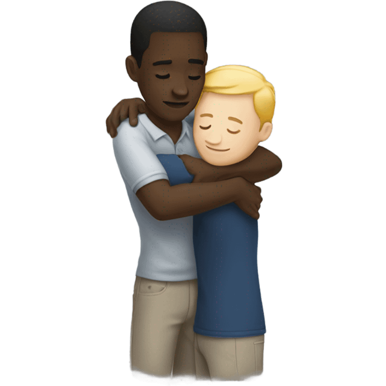 black man hugging  a white man emoji