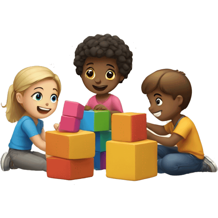 Group of Kids playing with blocks emoji