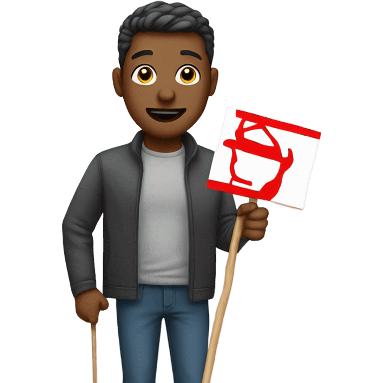 man holding placard on stick emoji