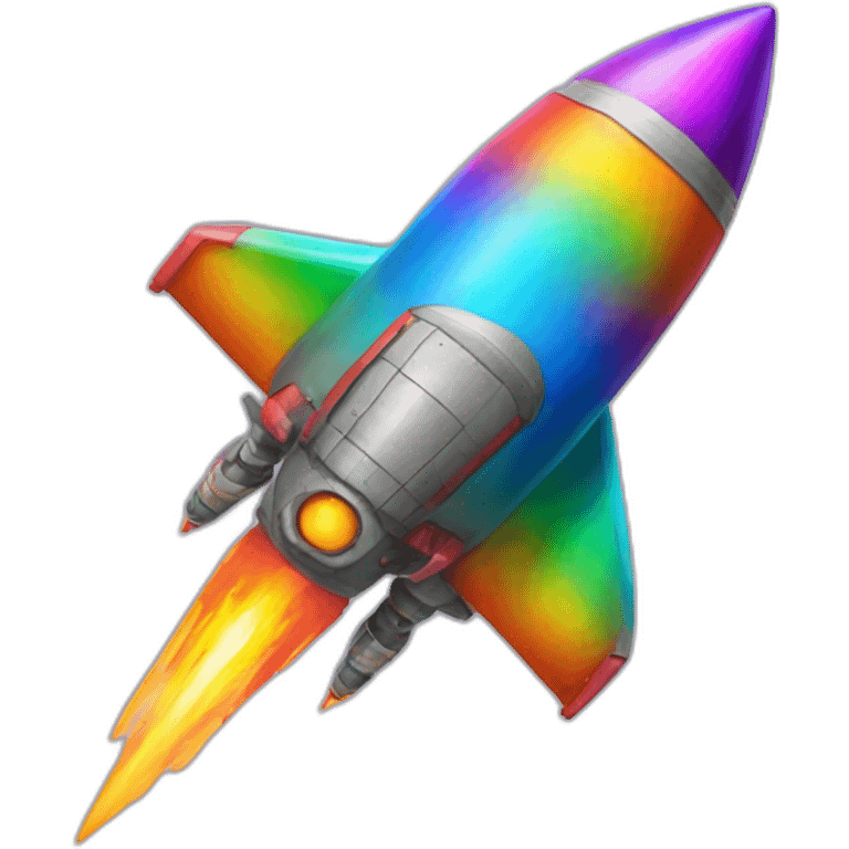 crazy rainbow colored rocket rakoon emoji