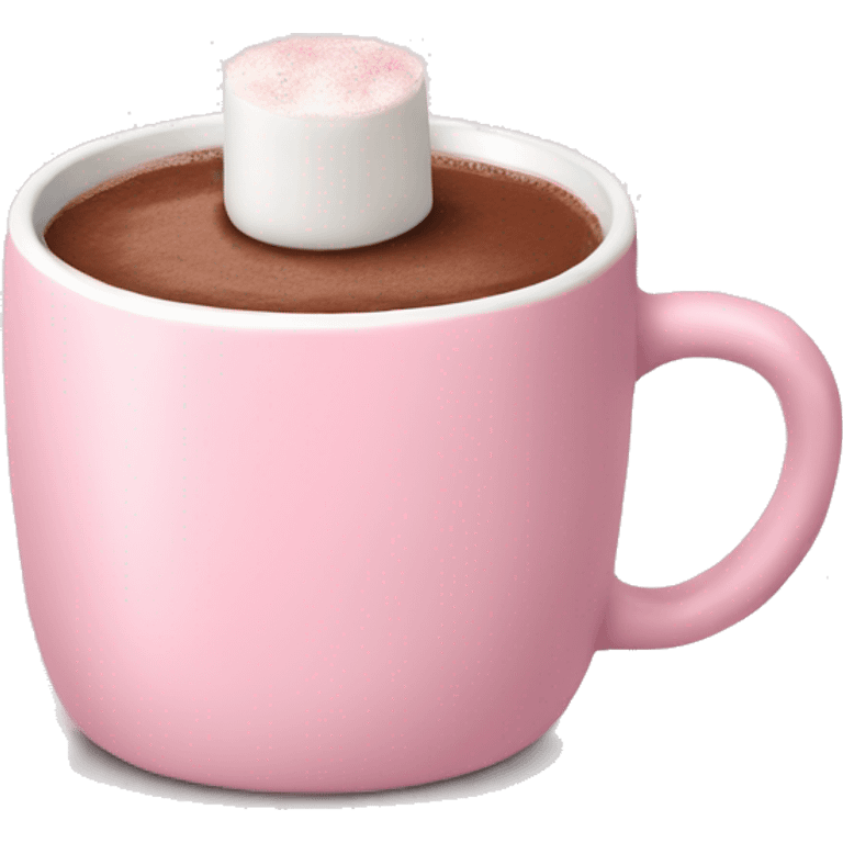 Light Pink mug of hot chocolate with marshmallows  emoji