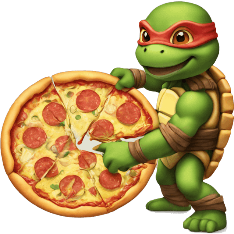 Ninja turtle eat pizza  emoji