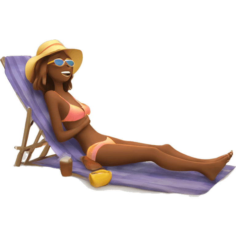 girl tanning in sun at beach emoji