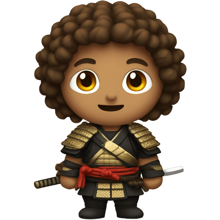 Samurai with brown and curly hair emoji