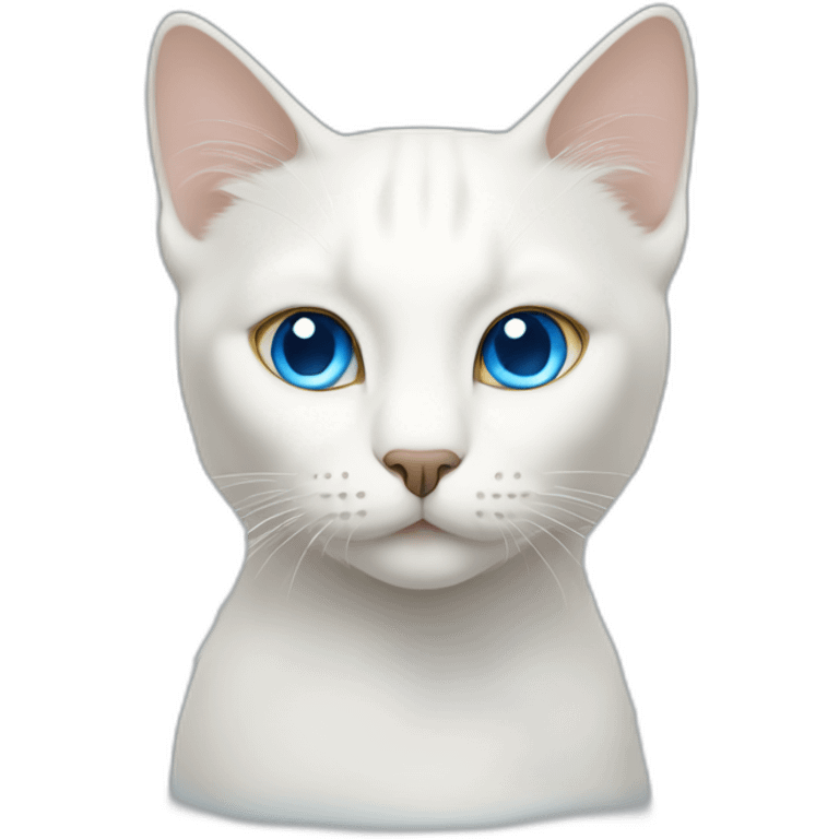 White cat, blue eyes and gold noise emoji