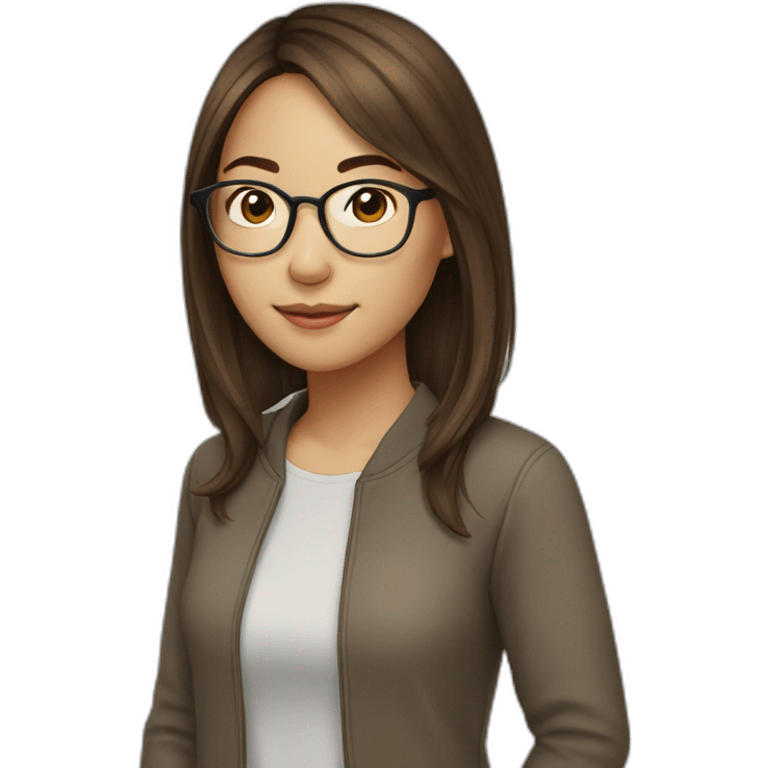 Brown-haired young-woman, asian, with glasses emoji