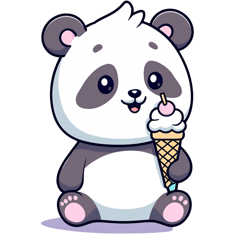 Panda eating ice cream emoji