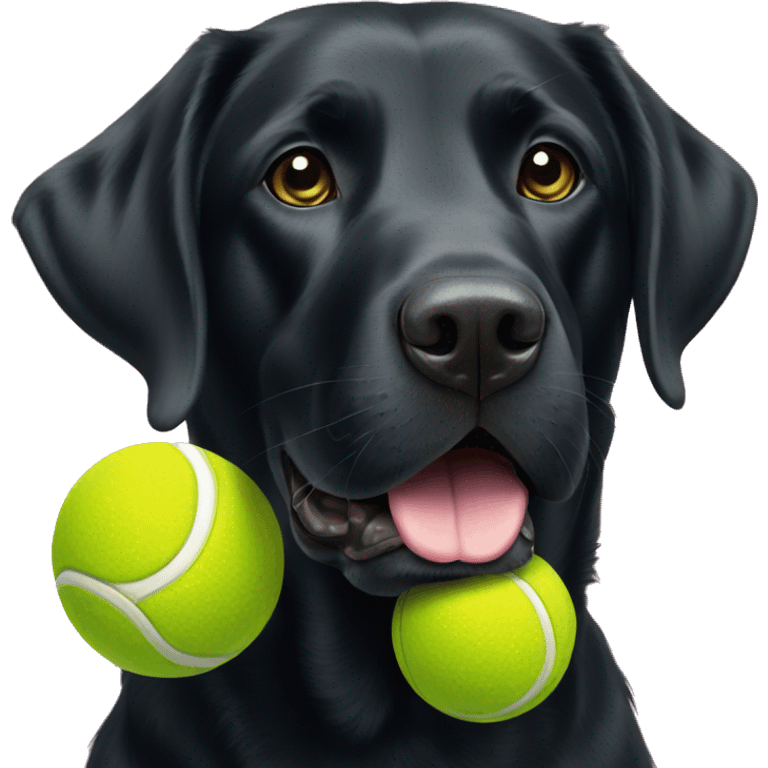 black labrador with tennis ball in mouth emoji